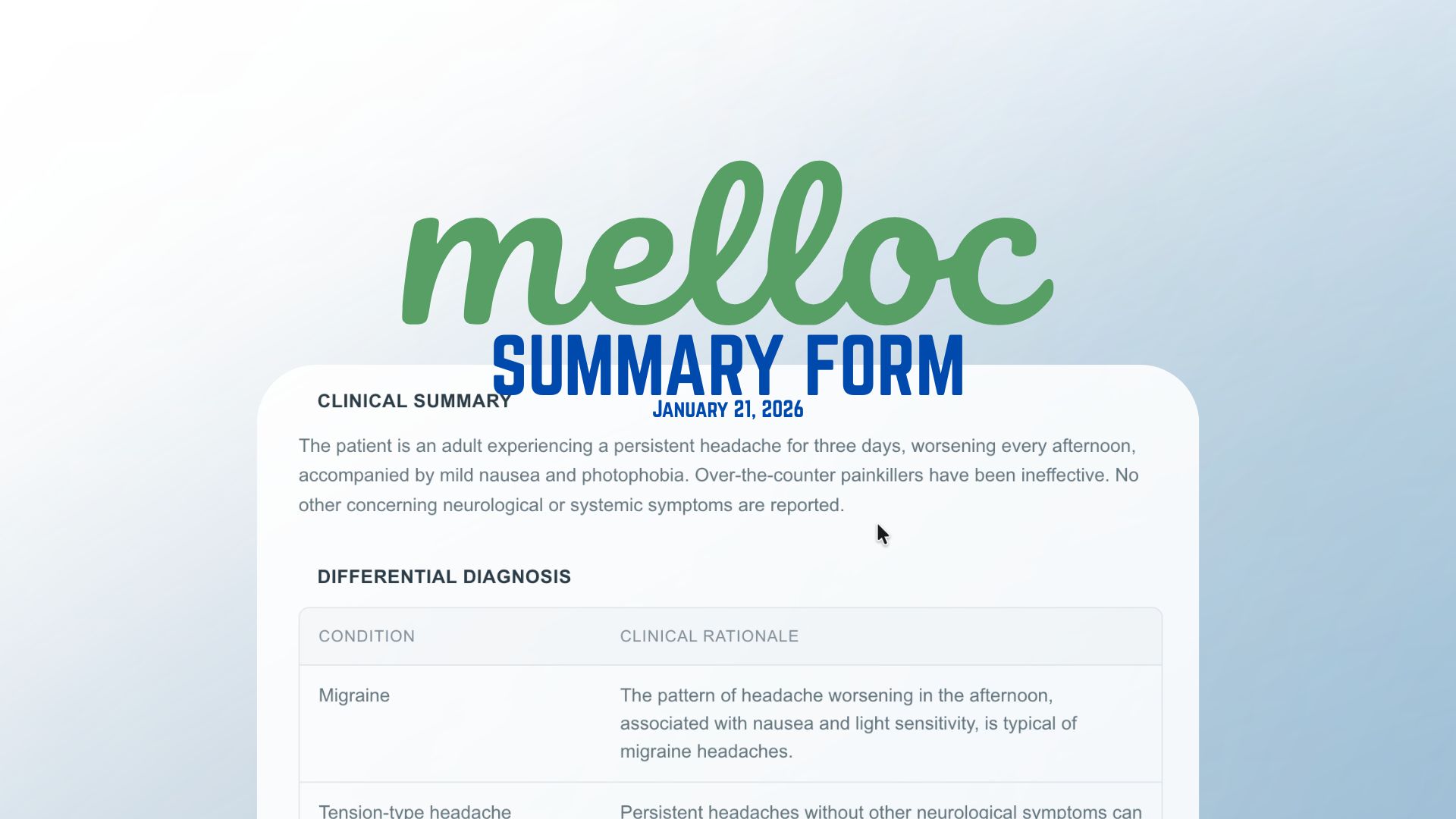 Melloc Express Summary UI
