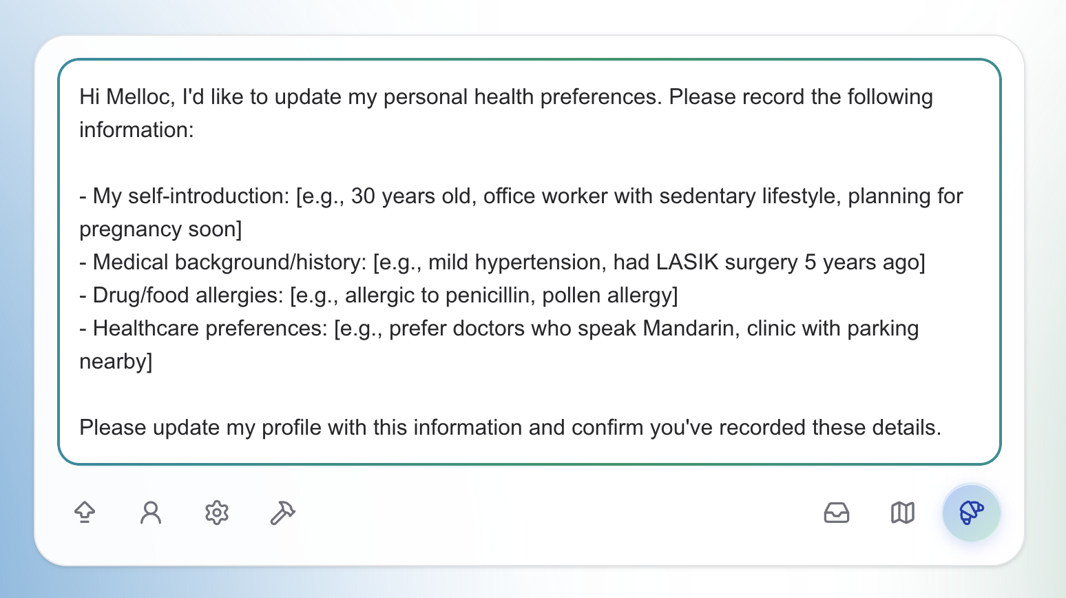 Melloc Personal Health Preference Quick Start